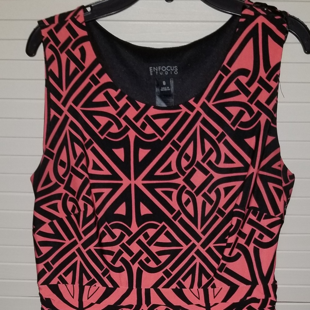 Coral with Black Petite Dress